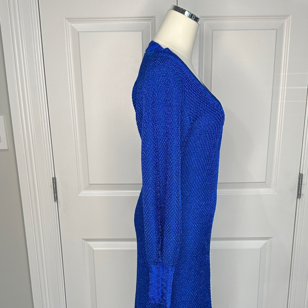 NWT Fashion Nova Royal Blue Cobalt V-Neck Knit Bodycon Sweater Mini Dress Size L - Picture 10 of 17